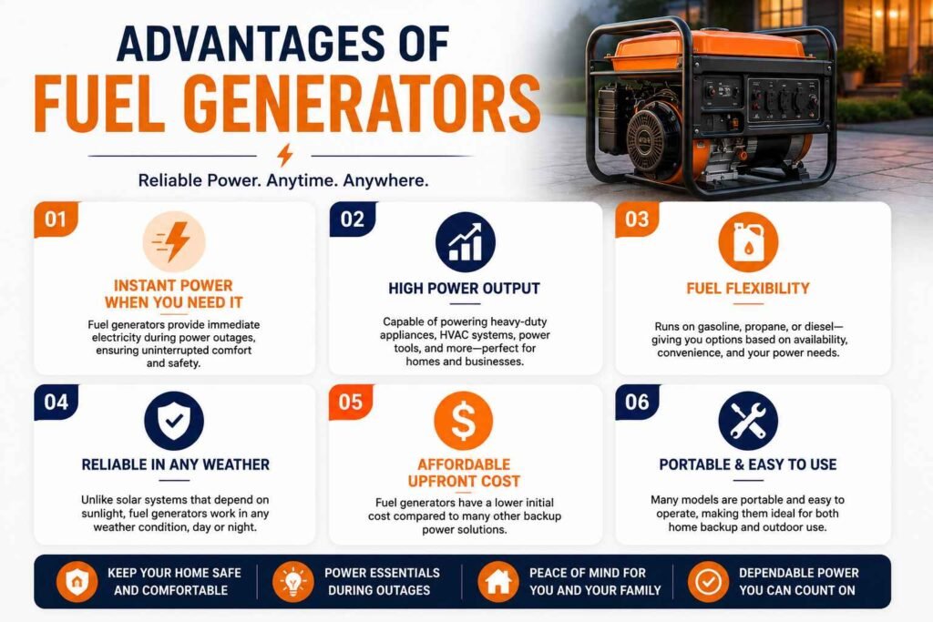 Advantages of fuel generators- energy revolution system alertnative